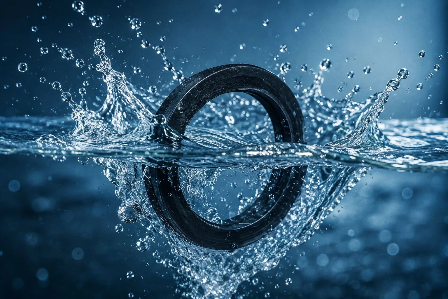 Black elastomer seal in water, seals for drinking water applications to KTW-BWGL